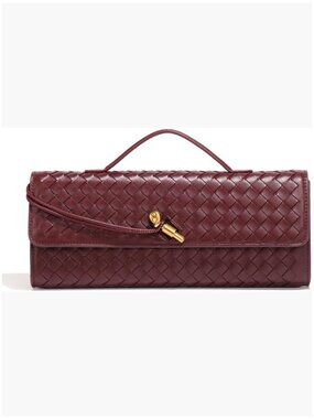 Faux Leather Woven Evening Bag Clutch Crossbody Purse